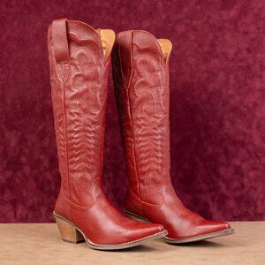Dingo Women Raisin Red Leather Tall Western Cowboy Party Boots sz 6
